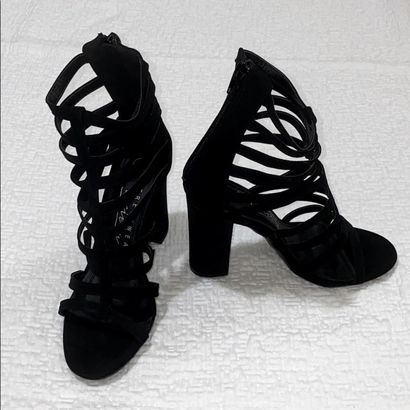 Size 6 Strappy Black Heels - Picture 1 of 2